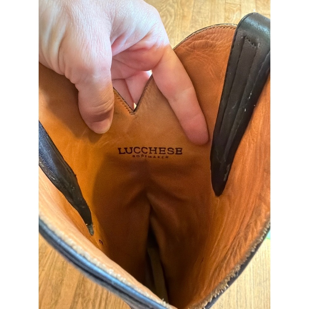 Lucchese Laurelie Black Cowhide Leather Boots M5064 Embroidered Pointed Toe 7.5B - Picture 12 of 14